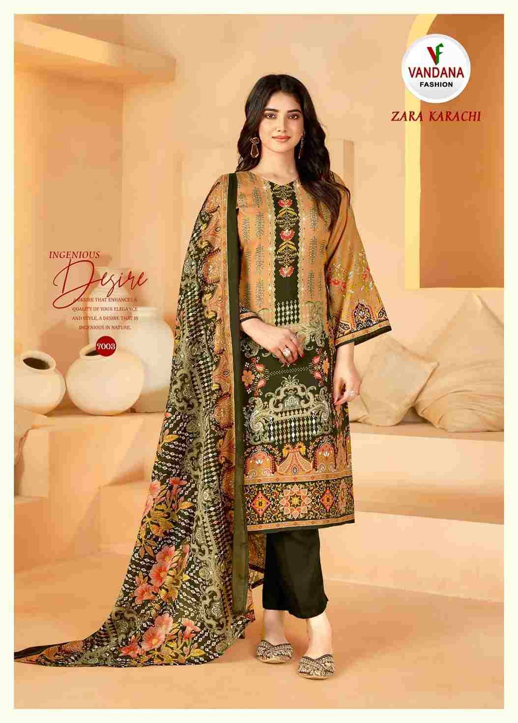 Zara Karachi Vol-7 By Vandana 7001 To 7008 Series Beautiful Festive Suits Colorful Stylish Fancy Casual Wear & Ethnic Wear Pure Cotton Digital Print Dresses At Wholesale Price