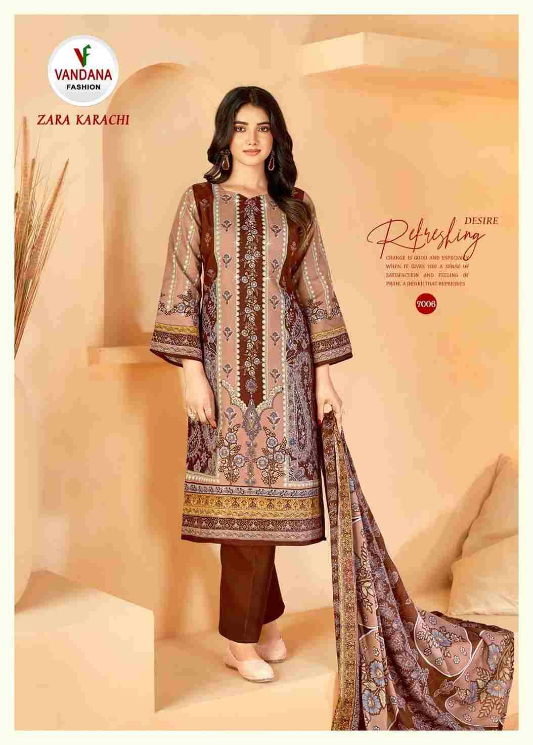 Zara Karachi Vol-7 By Vandana 7001 To 7008 Series Beautiful Festive Suits Colorful Stylish Fancy Casual Wear & Ethnic Wear Pure Cotton Digital Print Dresses At Wholesale Price