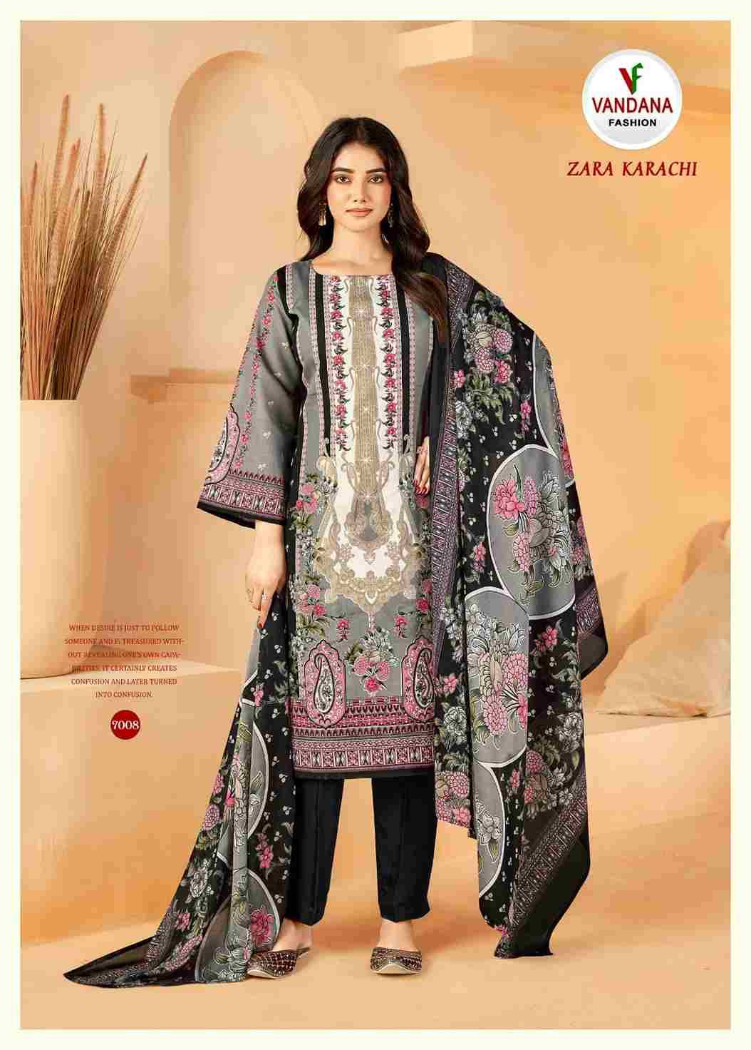 Zara Karachi Vol-7 By Vandana 7001 To 7008 Series Beautiful Festive Suits Colorful Stylish Fancy Casual Wear & Ethnic Wear Pure Cotton Digital Print Dresses At Wholesale Price