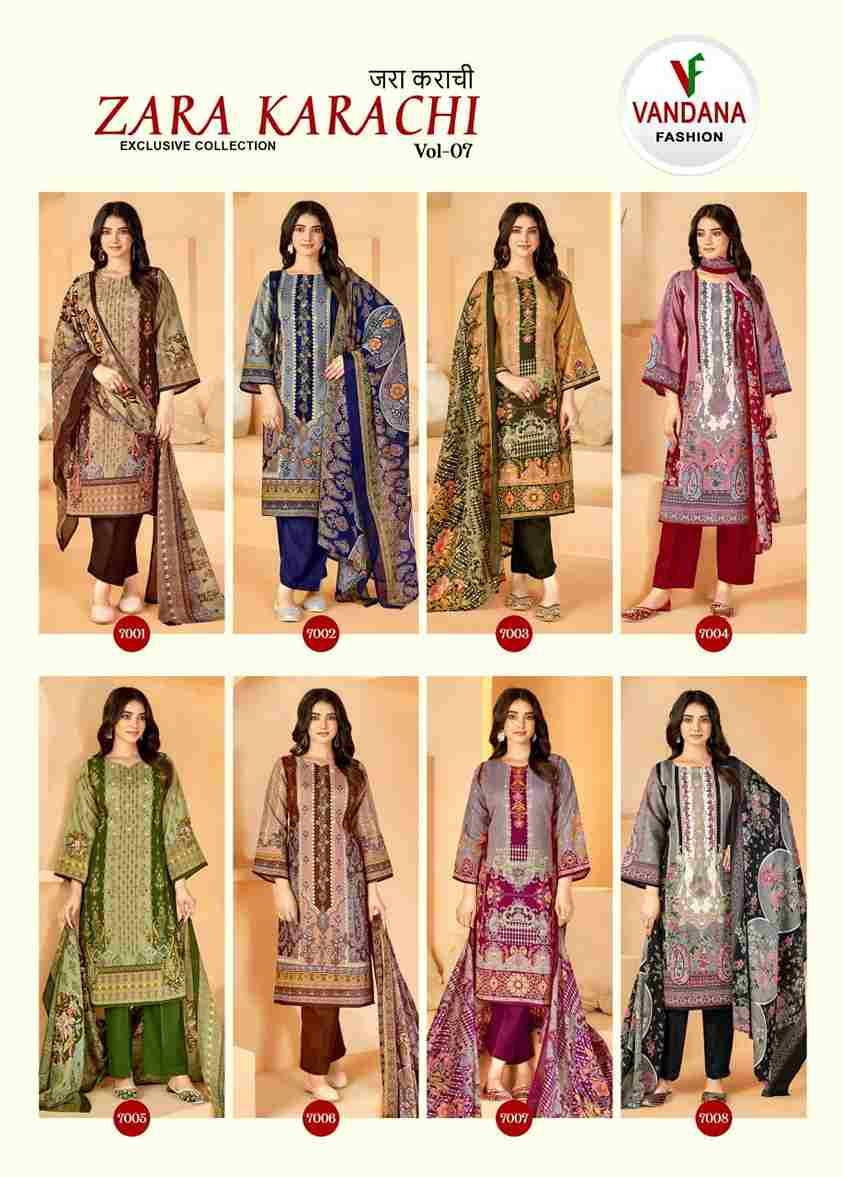 Zara Karachi Vol-7 By Vandana 7001 To 7008 Series Beautiful Festive Suits Colorful Stylish Fancy Casual Wear & Ethnic Wear Pure Cotton Digital Print Dresses At Wholesale Price