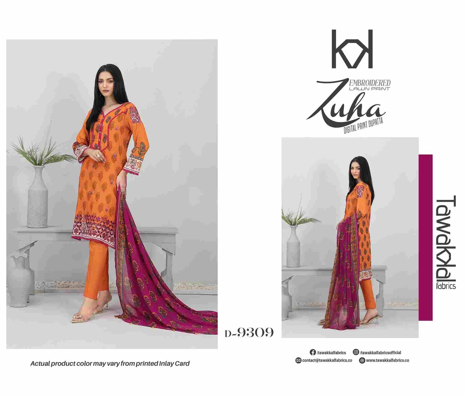 Zuha By Tawakkal Fab 9301 To 9310 Series Designer Pakistani Suits Beautiful Stylish Fancy Colorful Party Wear & Occasional Wear Pure Lawn Dresses At Wholesale Price