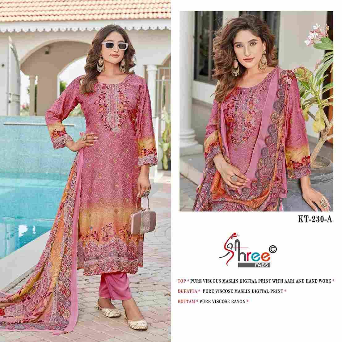 Shree Fabs Hit Design KT-230 Colours By Shree Fabs KT-230 To KT-230-C Series Designer Pakistani Suits Beautiful Fancy Stylish Colorful Party Wear & Occasional Wear Pure Viscose Muslin Embroidery Dresses At Wholesale Price
