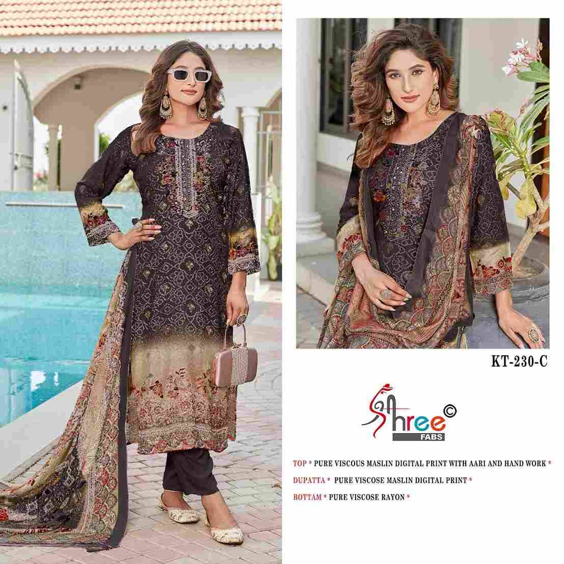 Shree Fabs Hit Design KT-230 Colours By Shree Fabs KT-230 To KT-230-C Series Designer Pakistani Suits Beautiful Fancy Stylish Colorful Party Wear & Occasional Wear Pure Viscose Muslin Embroidery Dresses At Wholesale Price