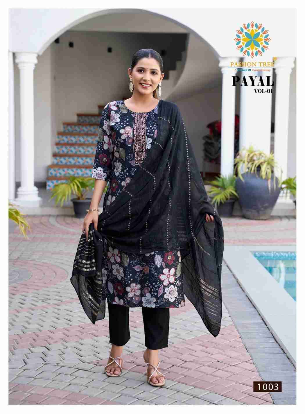 Payal Vol-1 By Passion Tree 1001 To 1008 Series Beautiful Festive Suits Colorful Stylish Fancy Casual Wear & Ethnic Wear Vertican Print Dresses At Wholesale Price