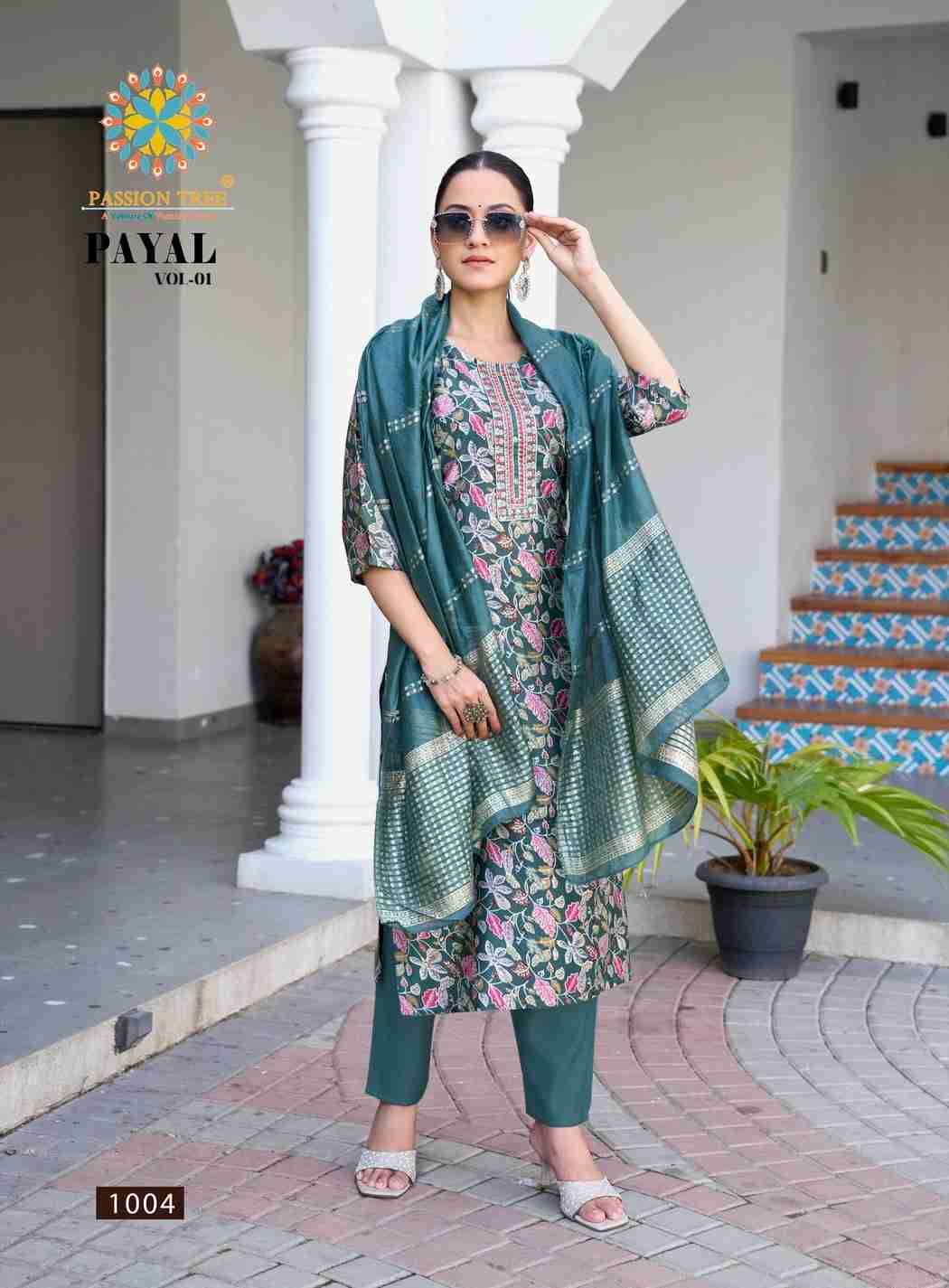 Payal Vol-1 By Passion Tree 1001 To 1008 Series Beautiful Festive Suits Colorful Stylish Fancy Casual Wear & Ethnic Wear Vertican Print Dresses At Wholesale Price