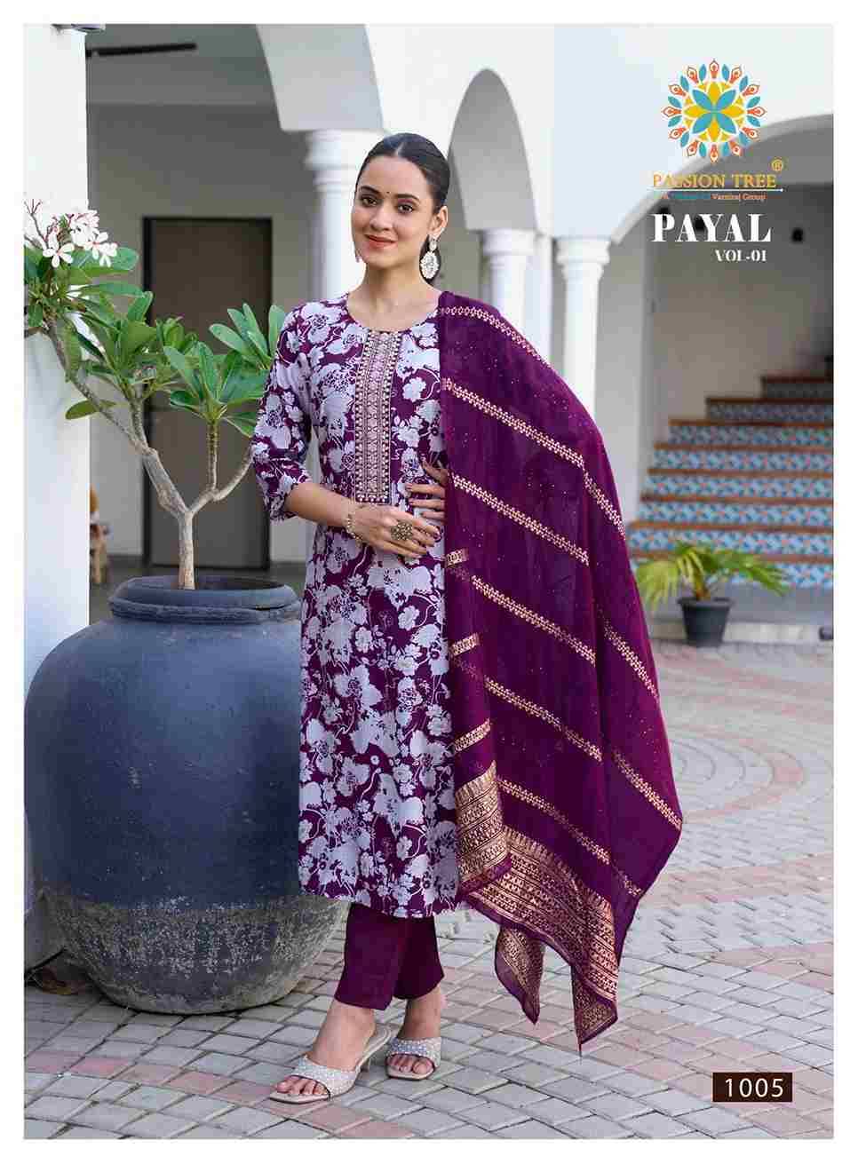Payal Vol-1 By Passion Tree 1001 To 1008 Series Beautiful Festive Suits Colorful Stylish Fancy Casual Wear & Ethnic Wear Vertican Print Dresses At Wholesale Price