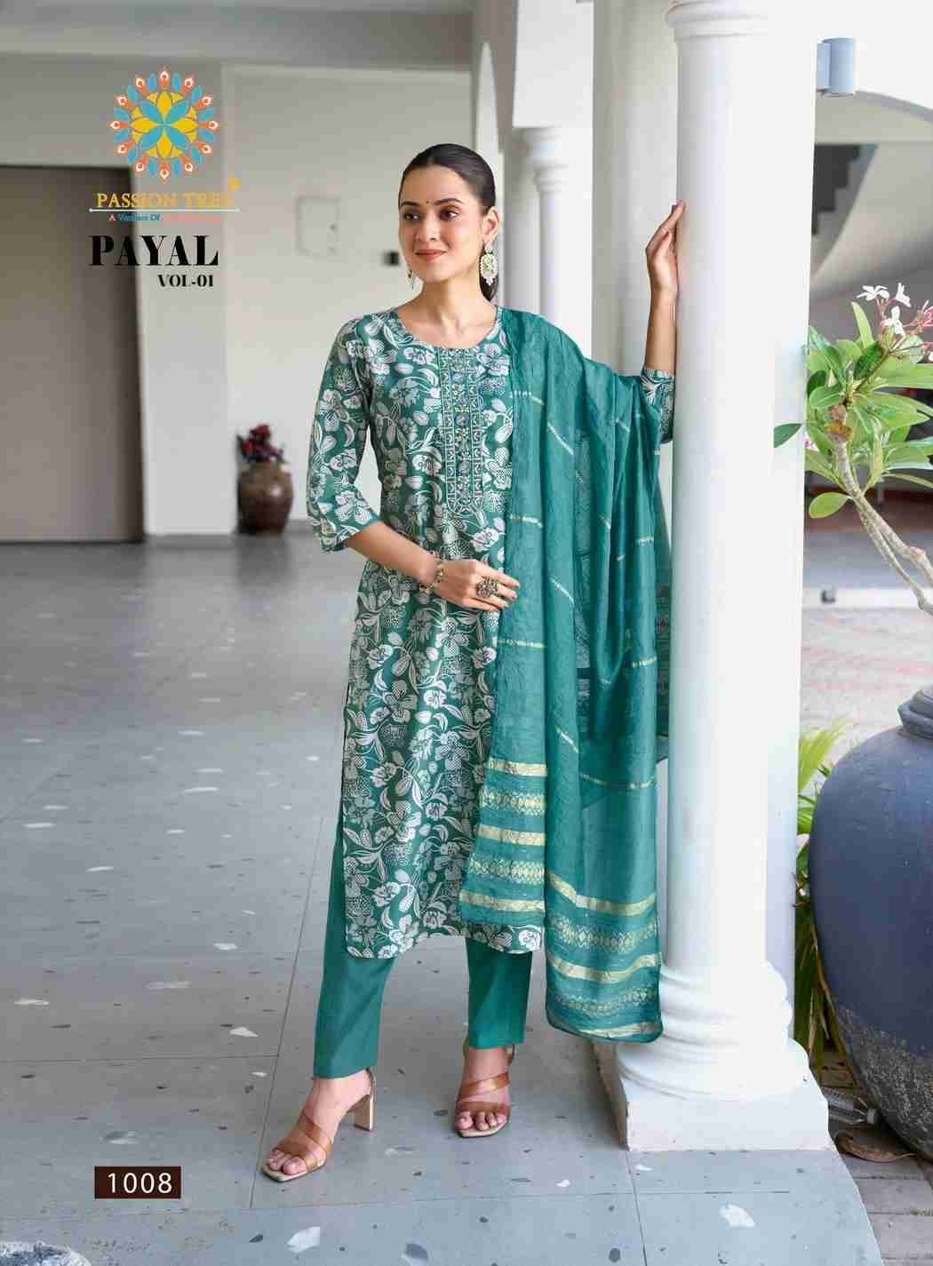 Payal Vol-1 By Passion Tree 1001 To 1008 Series Beautiful Festive Suits Colorful Stylish Fancy Casual Wear & Ethnic Wear Vertican Print Dresses At Wholesale Price