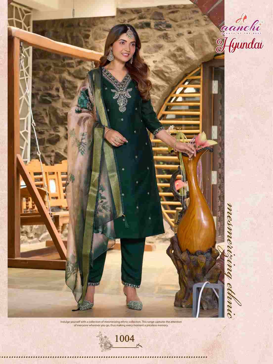 Hyundai By Aanchi 1001 To 1004 Series Designer Festive Suits Beautiful Stylish Fancy Colorful Party Wear & Occasional Wear Vichitra Shimmer Dresses At Wholesale Price