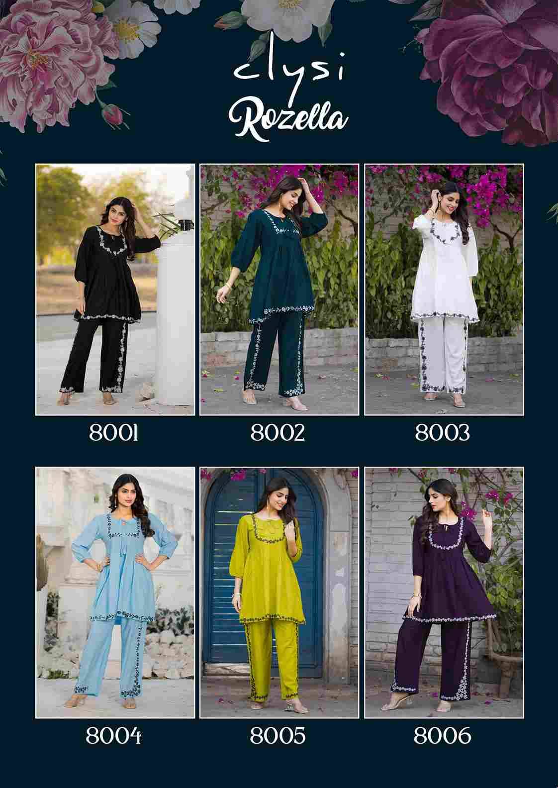 Rozella By Clysi 1001 To 1006 Series Designer Stylish Fancy Colorful Beautiful Party Wear & Ethnic Wear Collection Rayon Slub Tops With Bottom At Wholesale Price