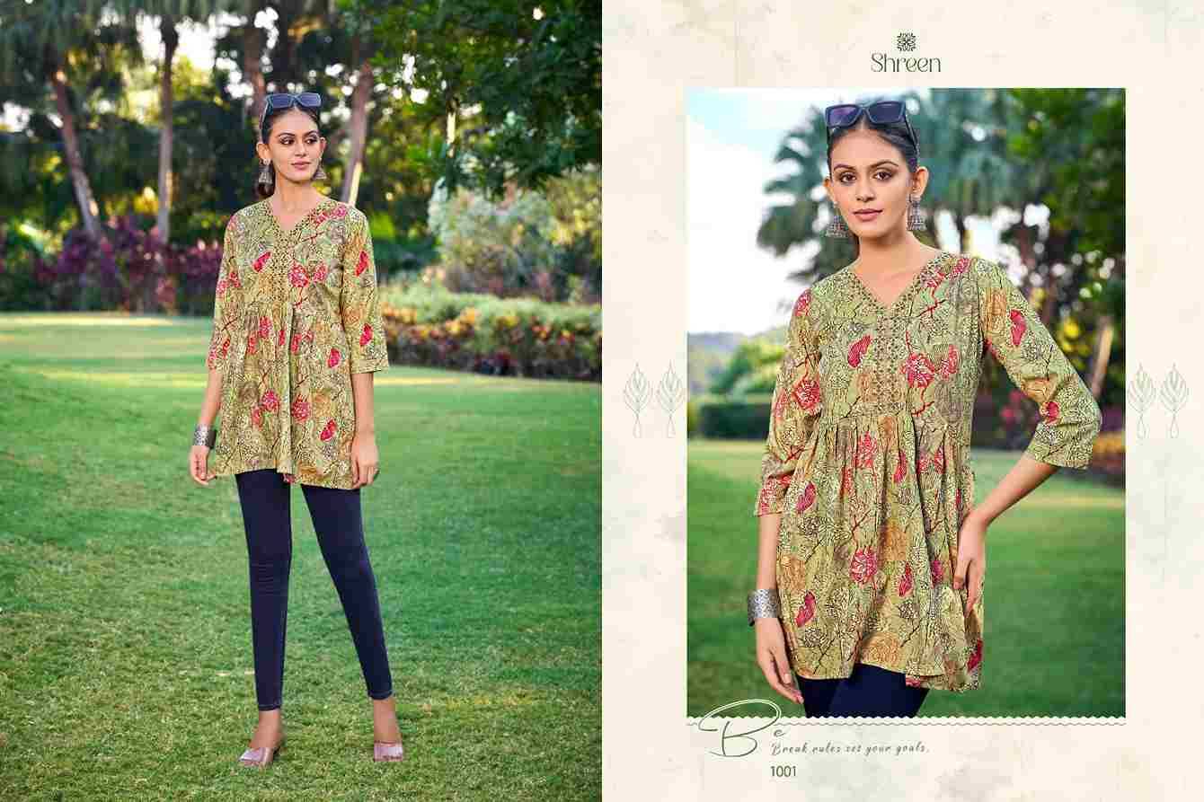 Resham Infinity By Shreen 1001 To 1007 Series Designer Stylish Fancy Colorful Beautiful Party Wear & Ethnic Wear Collection Heavy Rayon Print Tops At Wholesale Price