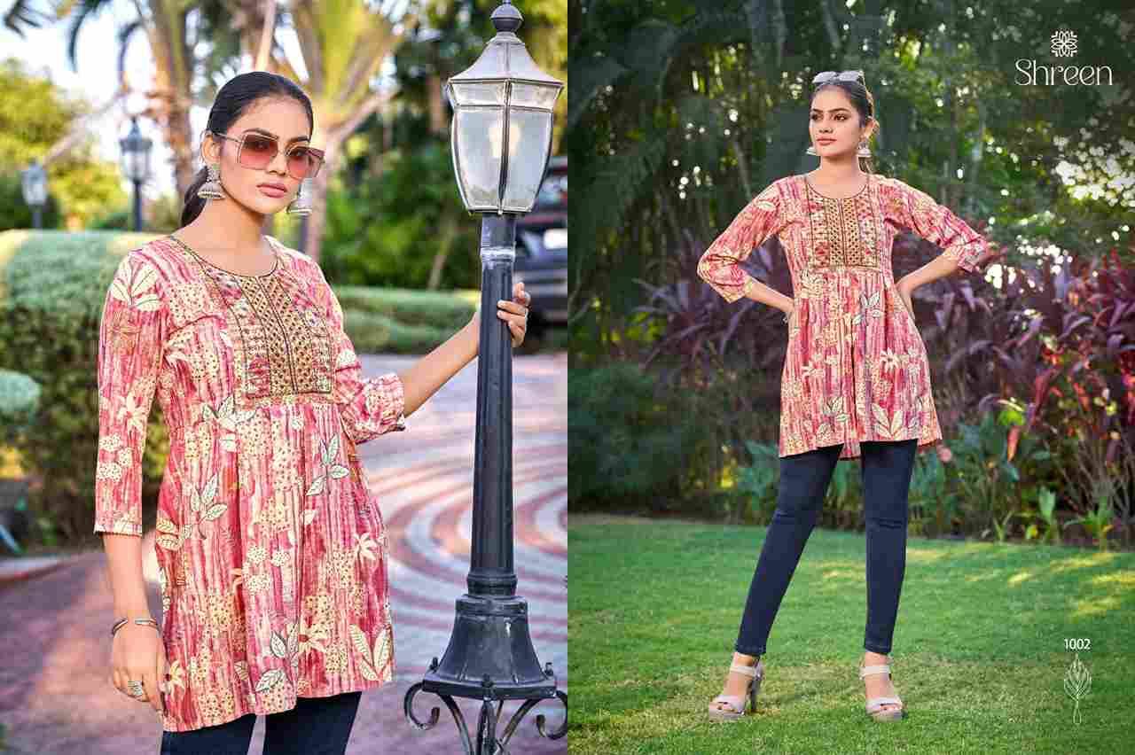 Resham Infinity By Shreen 1001 To 1007 Series Designer Stylish Fancy Colorful Beautiful Party Wear & Ethnic Wear Collection Heavy Rayon Print Tops At Wholesale Price