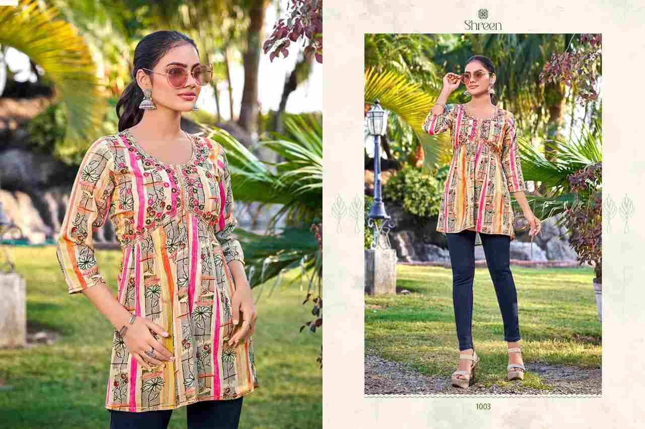 Resham Infinity By Shreen 1001 To 1007 Series Designer Stylish Fancy Colorful Beautiful Party Wear & Ethnic Wear Collection Heavy Rayon Print Tops At Wholesale Price
