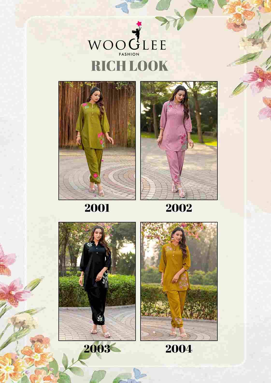 Rich Look By Wooglee 2001 To 2004 Series Designer Stylish Fancy Colorful Beautiful Party Wear & Ethnic Wear Collection Viscose Satin Tops With Bottom At Wholesale Price