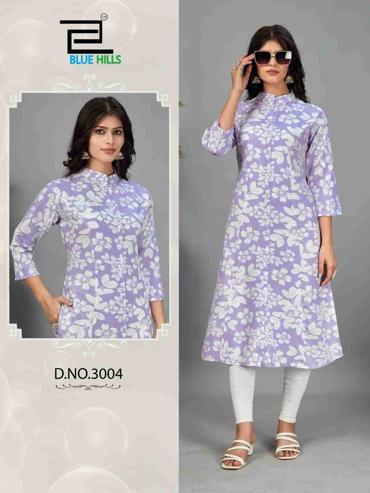 Maher Vol-3 By Blue Hills 3001 To 3007 Series Designer Stylish Fancy Colorful Beautiful Party Wear & Ethnic Wear Collection Rayon Print Kurtis At Wholesale Price