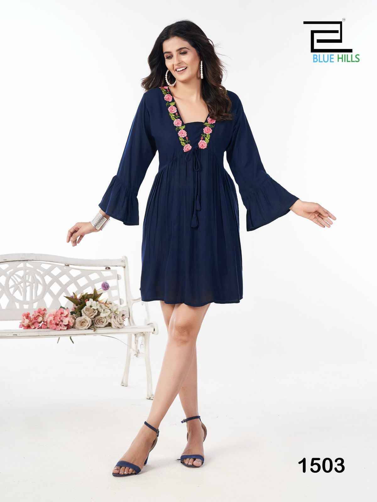 Anisha By Blue Hills 1501 To 1504 Series Designer Stylish Fancy Colorful Beautiful Party Wear & Ethnic Wear Collection Rayon With Work Kurtis At Wholesale Price