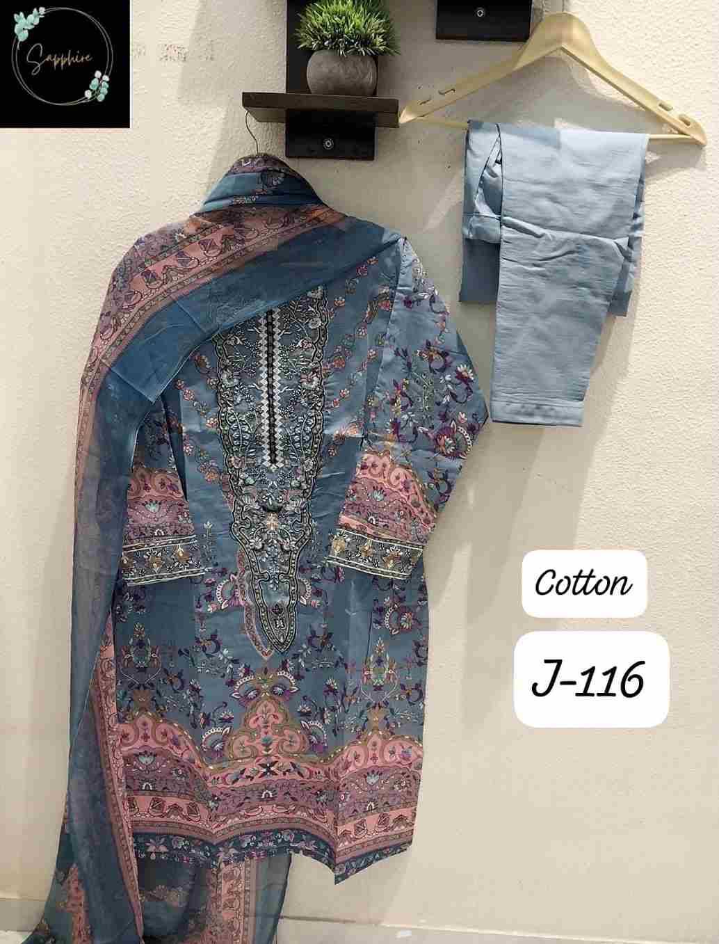 Jazmin Vol-116 By Sapphire 116-A To 116-C Series Beautiful Pakistani Suits Stylish Fancy Colorful Party Wear & Occasional Wear Pure Lawn Cotton Embroidered Dresses At Wholesale Price