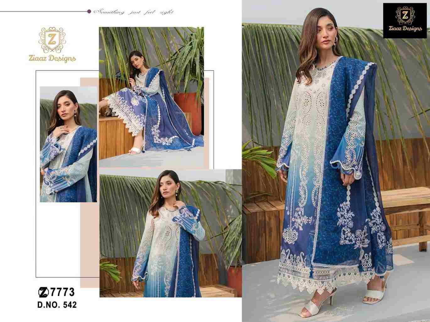 Ziaaz Designs Hit Design 542 Colours By Ziaaz Designs 542-A To 542-C Series Beautiful Pakistani Suits Colorful Stylish Fancy Casual Wear & Ethnic Wear Cotton Embroidered Dresses At Wholesale Price