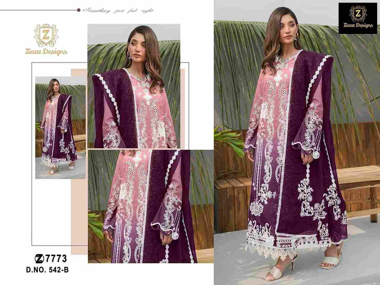 Ziaaz Designs Hit Design 542 Colours By Ziaaz Designs 542-A To 542-C Series Beautiful Pakistani Suits Colorful Stylish Fancy Casual Wear & Ethnic Wear Cotton Embroidered Dresses At Wholesale Price
