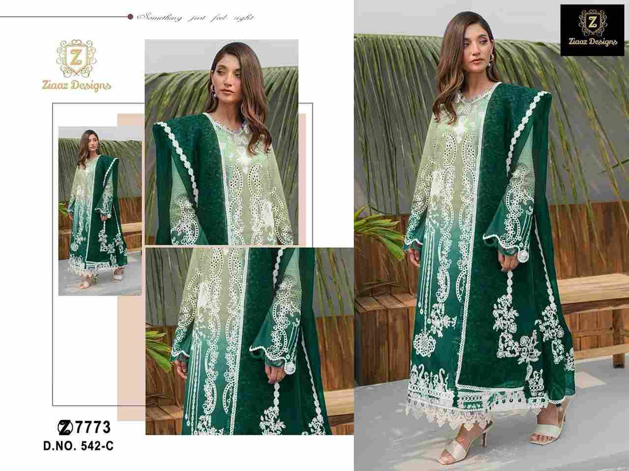 Ziaaz Designs Hit Design 542 Colours By Ziaaz Designs 542-A To 542-C Series Beautiful Pakistani Suits Colorful Stylish Fancy Casual Wear & Ethnic Wear Cotton Embroidered Dresses At Wholesale Price