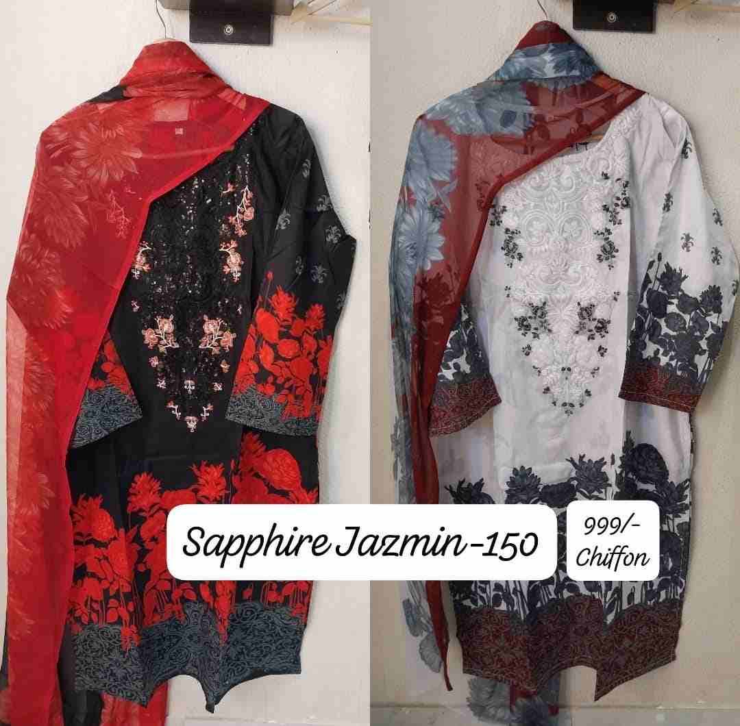 Jazmin Vol-150 By Sapphire 150-A To 150-B Series Beautiful Pakistani Suits Stylish Fancy Colorful Party Wear & Occasional Wear Pure Lawn Cotton Embroidered Dresses At Wholesale Price