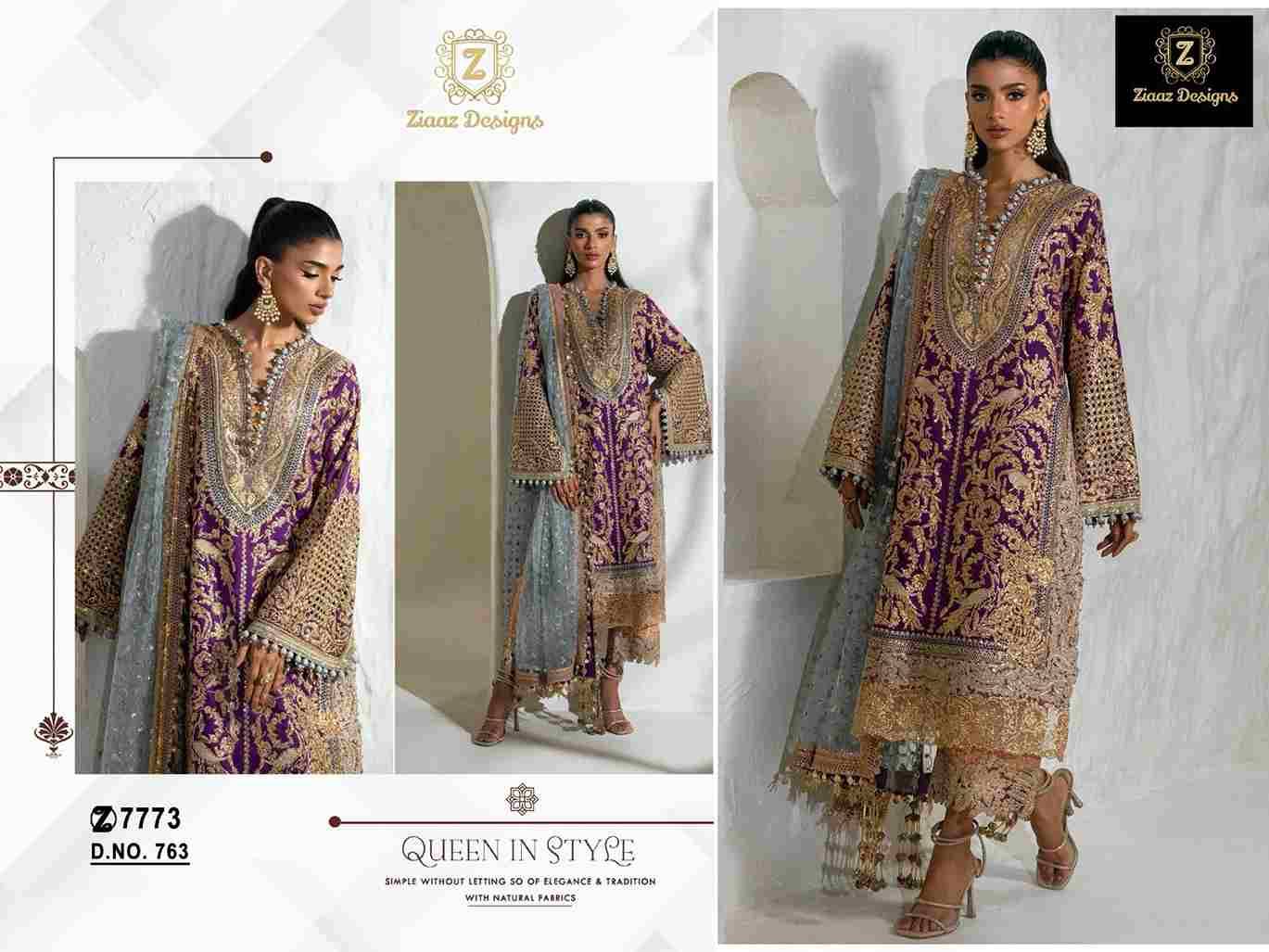 Ziaaz Designs Hit Design 763 By Ziaaz Designs Beautiful Pakistani Suits Colorful Stylish Fancy Casual Wear & Ethnic Wear Georgette Embroidered Dresses At Wholesale Price