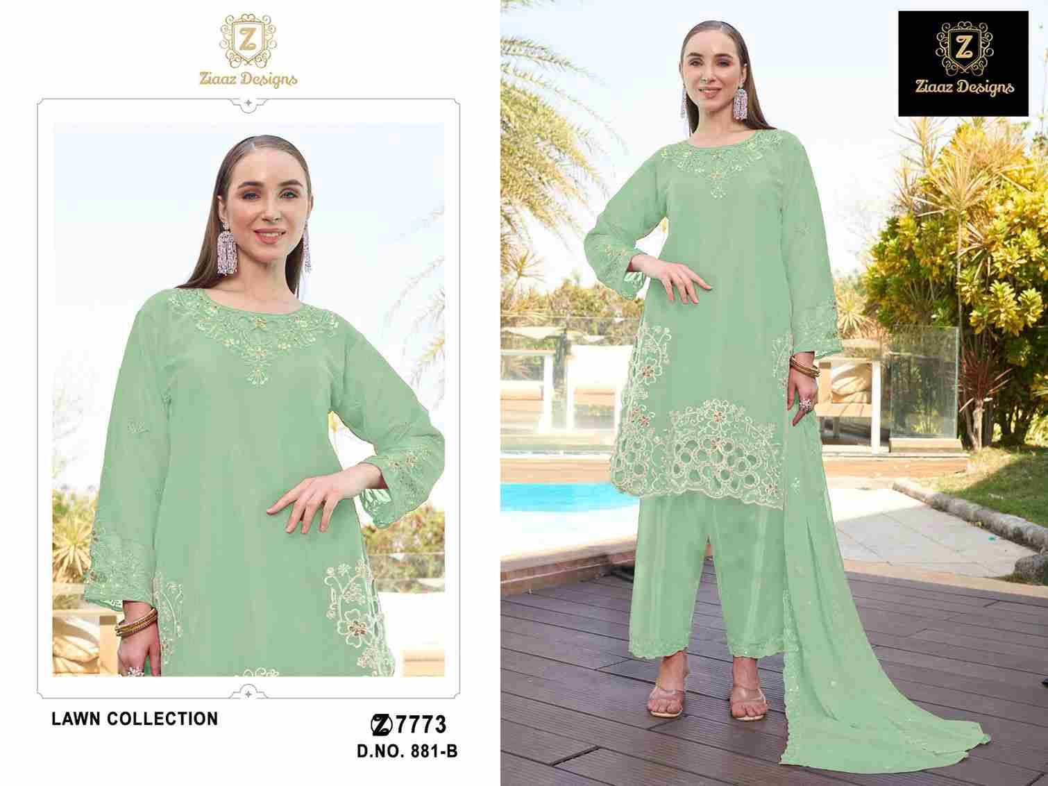 Ziaaz Designs Hit Design 881 Colours By Ziaaz Designs 881-A To 881-D Series Beautiful Pakistani Suits Colorful Stylish Fancy Casual Wear & Ethnic Wear Cambric Cotton Embroidered Dresses At Wholesale Price