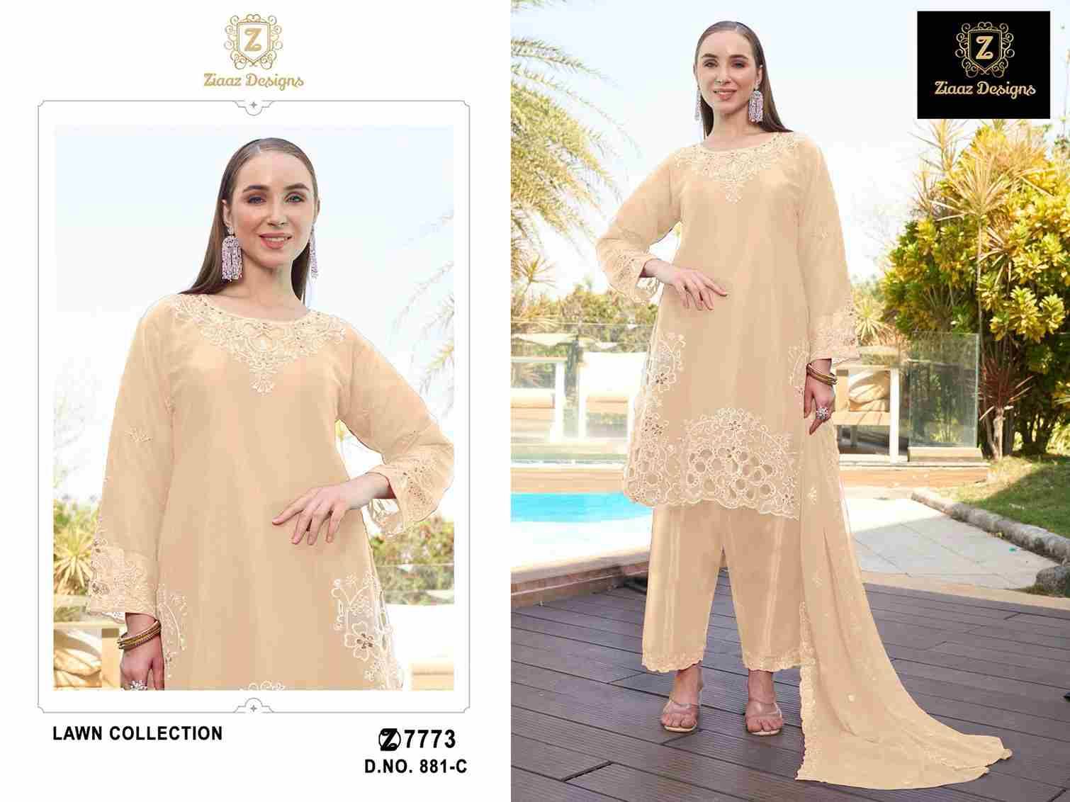 Ziaaz Designs Hit Design 881 Colours By Ziaaz Designs 881-A To 881-D Series Beautiful Pakistani Suits Colorful Stylish Fancy Casual Wear & Ethnic Wear Cambric Cotton Embroidered Dresses At Wholesale Price