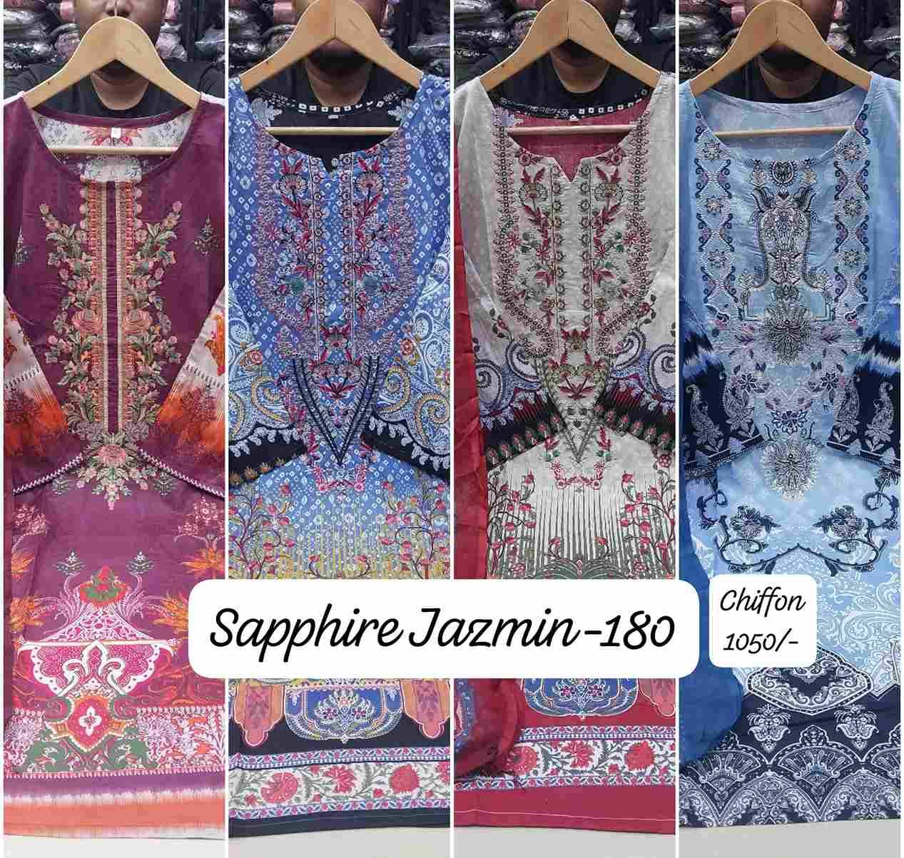 Jazmin Vol-180 By Sapphire 180-A To 180-D Series Beautiful Pakistani Suits Stylish Fancy Colorful Party Wear & Occasional Wear Pure Lawn Cotton Embroidered Dresses At Wholesale Price