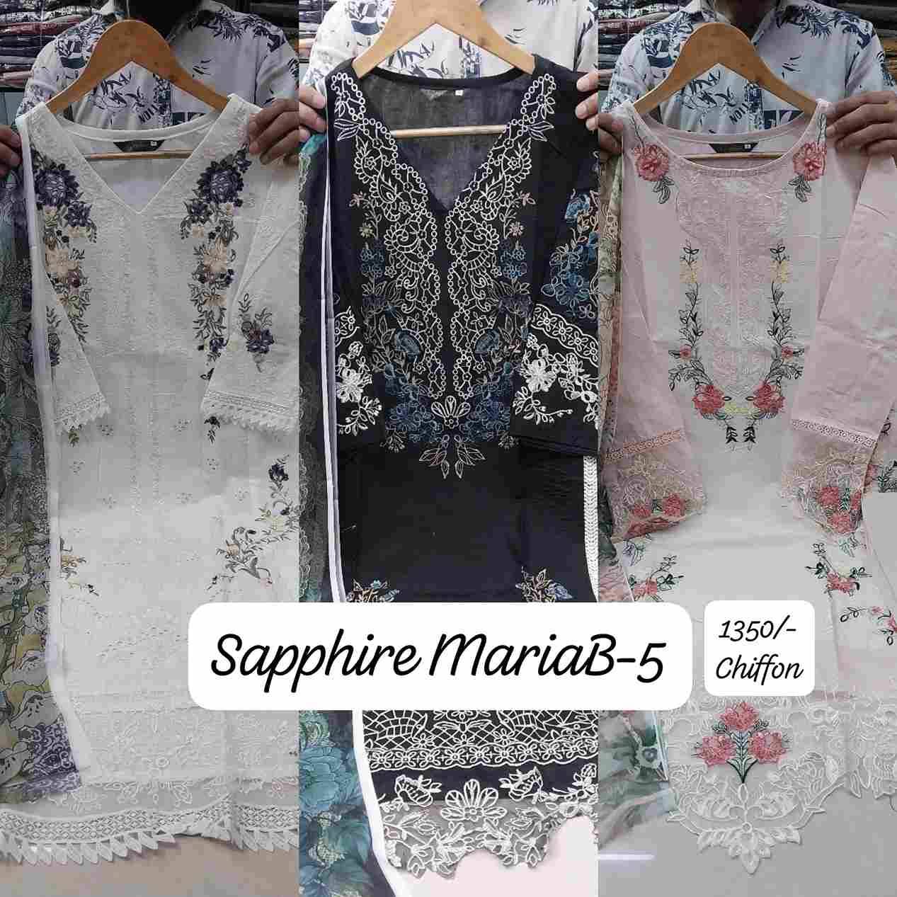 Maria B Vol-5 By Sapphire 5-A To 5-C Series Beautiful Pakistani Suits Stylish Fancy Colorful Party Wear & Occasional Wear Pure Lawn Cotton Embroidered Dresses At Wholesale Price