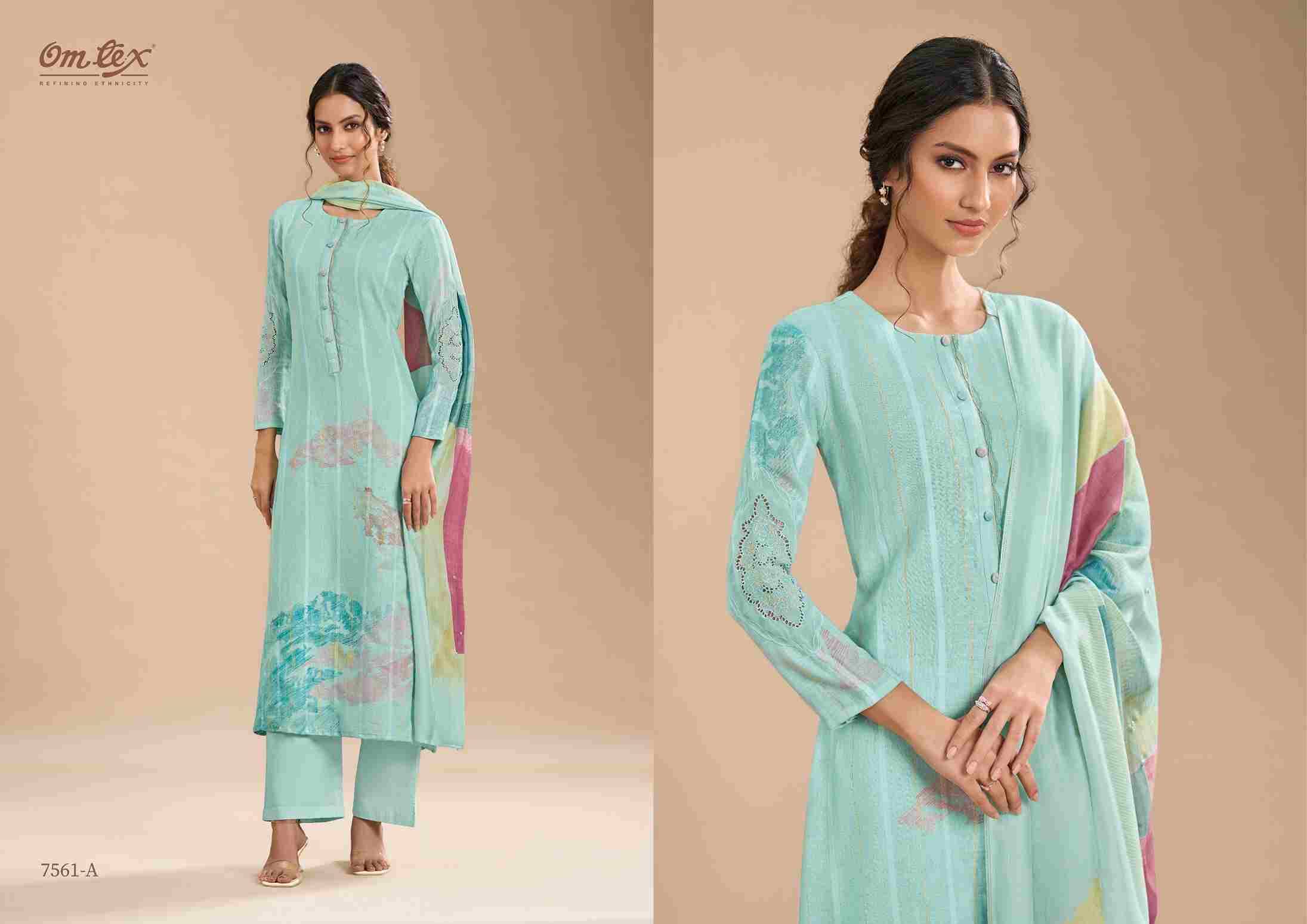 Nilofer By Om Tex 7561-A To 7561-C Series Beautiful Suits Stylish Fancy Colorful Party Wear & Ethnic Wear Linen Dresses At Wholesale Price