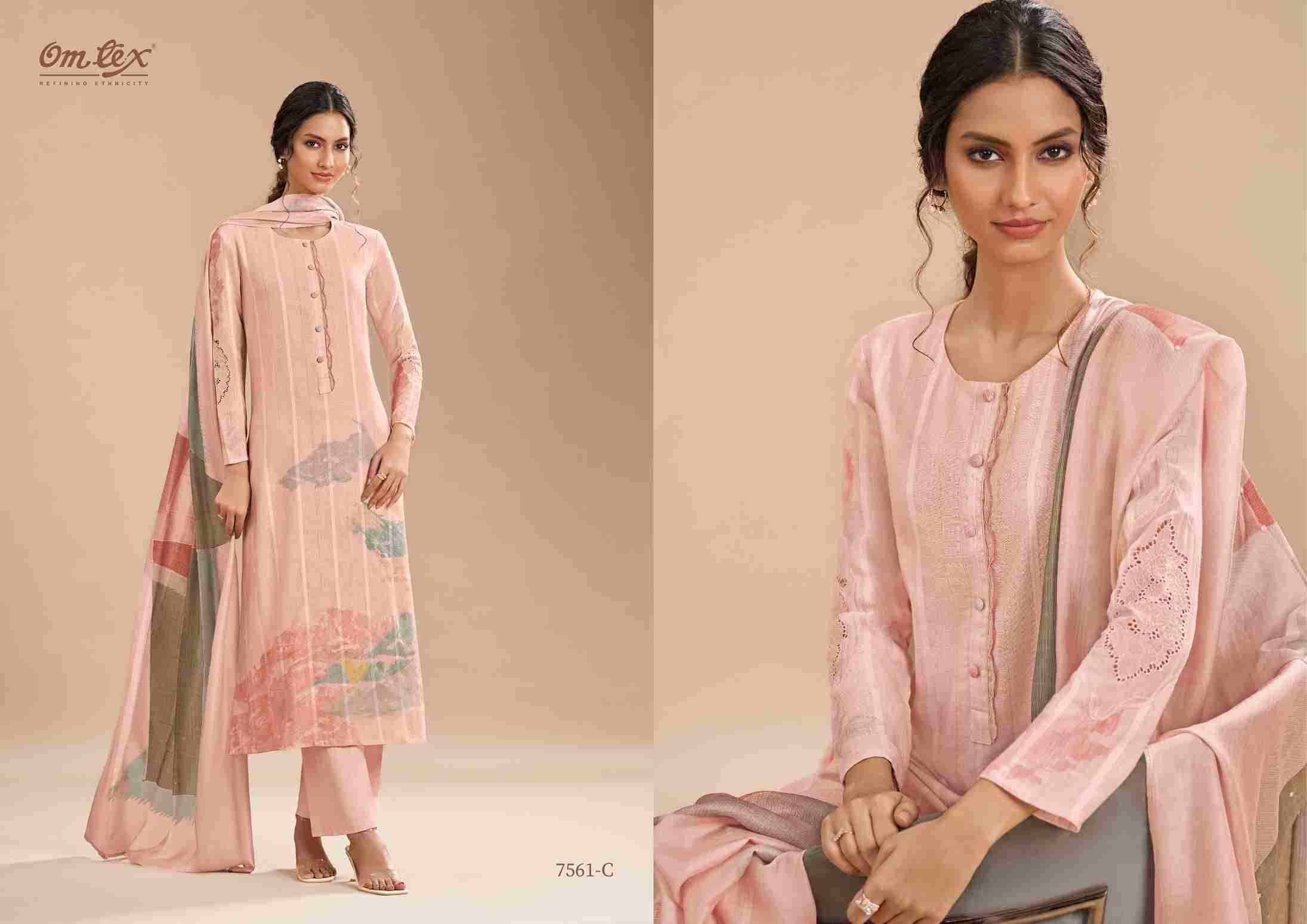 Nilofer By Om Tex 7561-A To 7561-C Series Beautiful Suits Stylish Fancy Colorful Party Wear & Ethnic Wear Linen Dresses At Wholesale Price