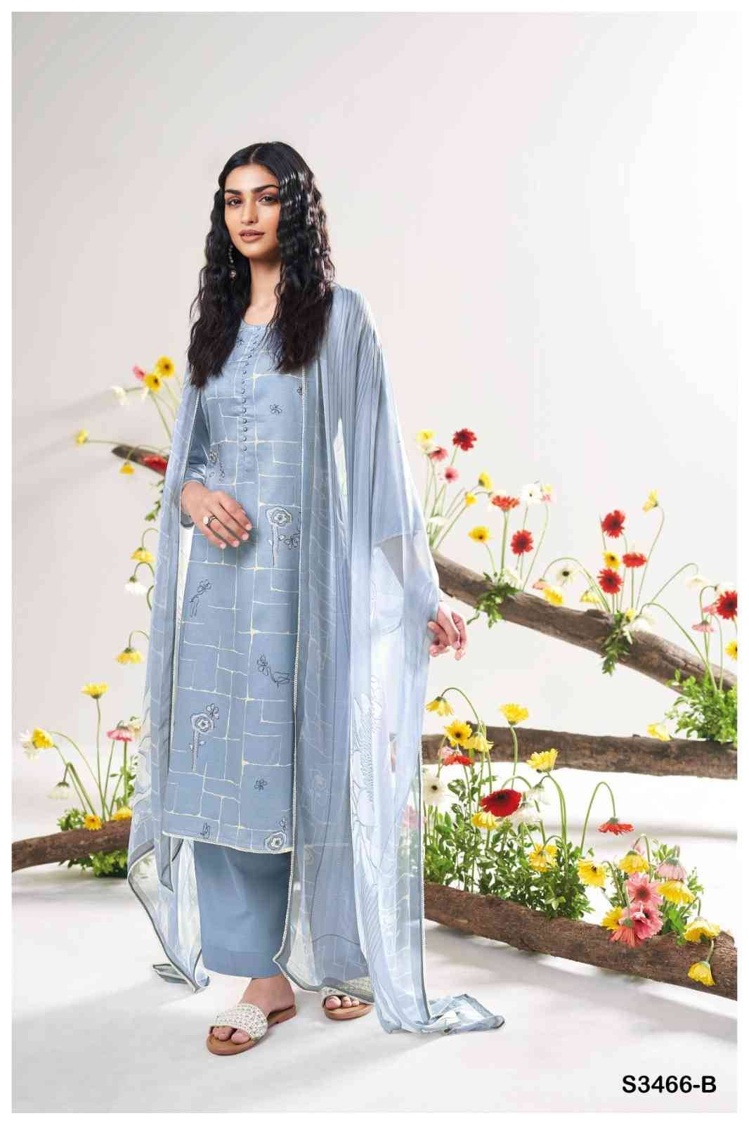 Eelee-3466 By Ganga Fashion 3466-A To 3466-D Series Beautiful Festive Suits Colorful Stylish Fancy Casual Wear & Ethnic Wear Pure Cotton Jacquard Dresses At Wholesale Price