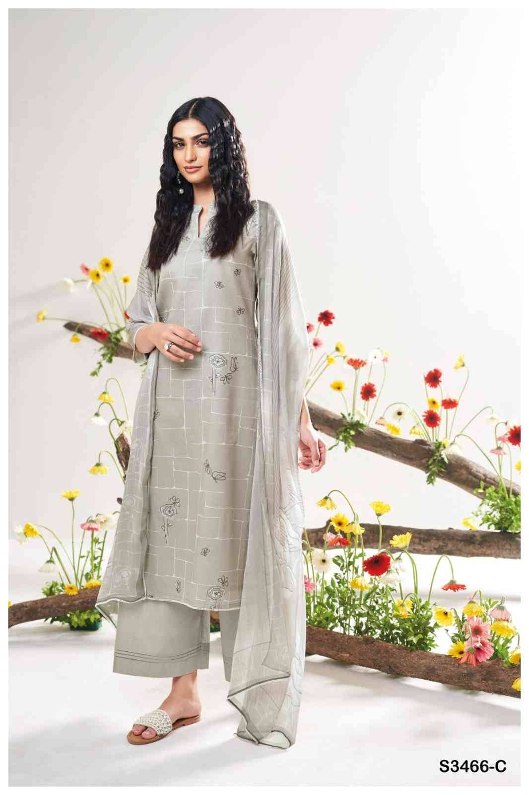 Eelee-3466 By Ganga Fashion 3466-A To 3466-D Series Beautiful Festive Suits Colorful Stylish Fancy Casual Wear & Ethnic Wear Pure Cotton Jacquard Dresses At Wholesale Price