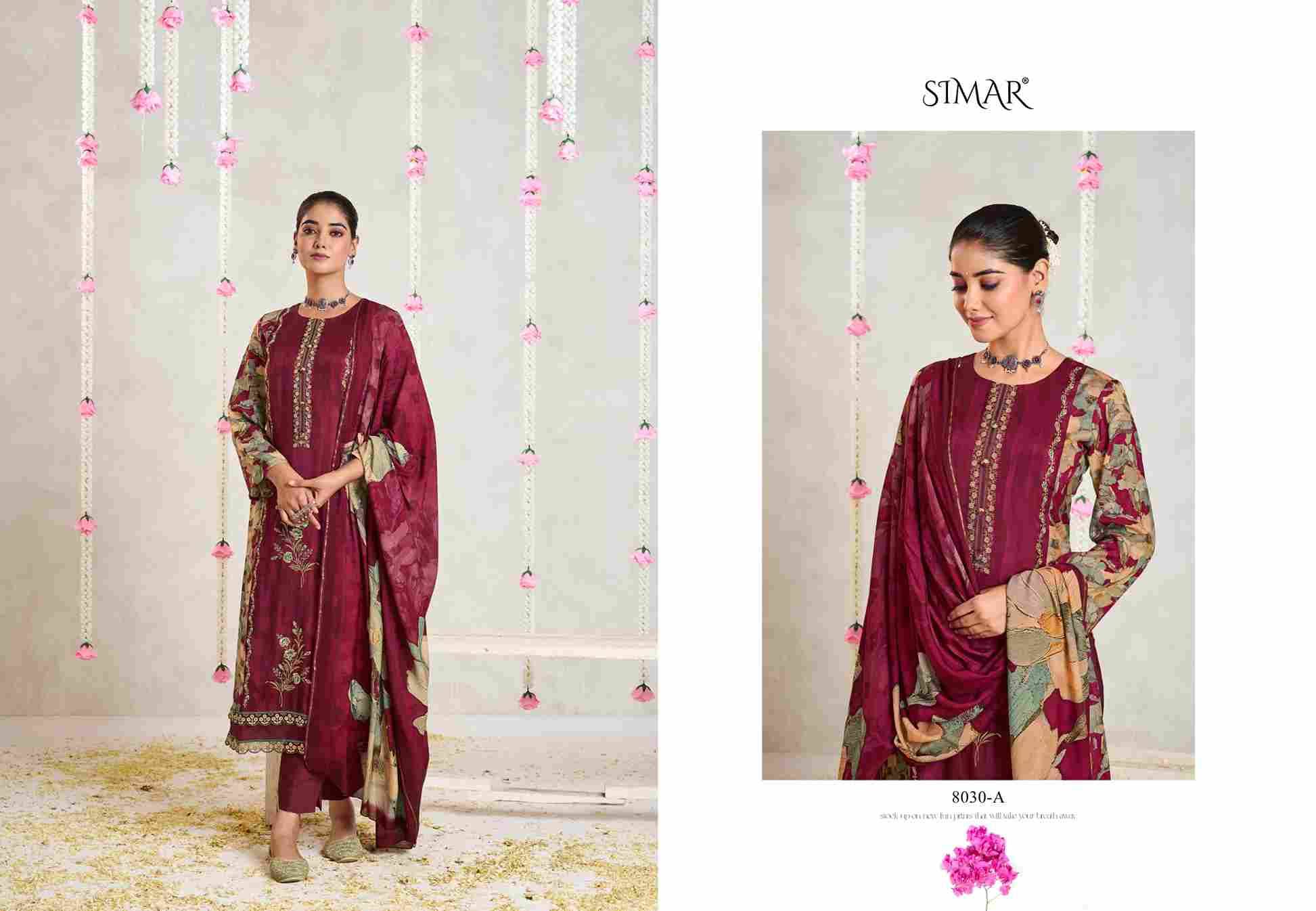Kanika By Simar 8030-A To 8030-D Series Designer Festive Suits Beautiful Stylish Fancy Colorful Party Wear & Occasional Wear Jam Satin Print Dresses At Wholesale Price