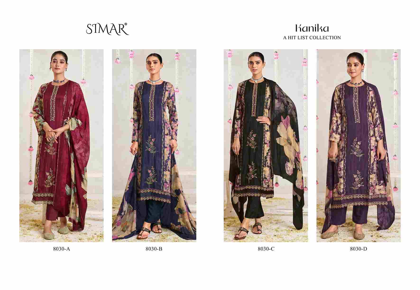 Kanika By Simar 8030-A To 8030-D Series Designer Festive Suits Beautiful Stylish Fancy Colorful Party Wear & Occasional Wear Jam Satin Print Dresses At Wholesale Price