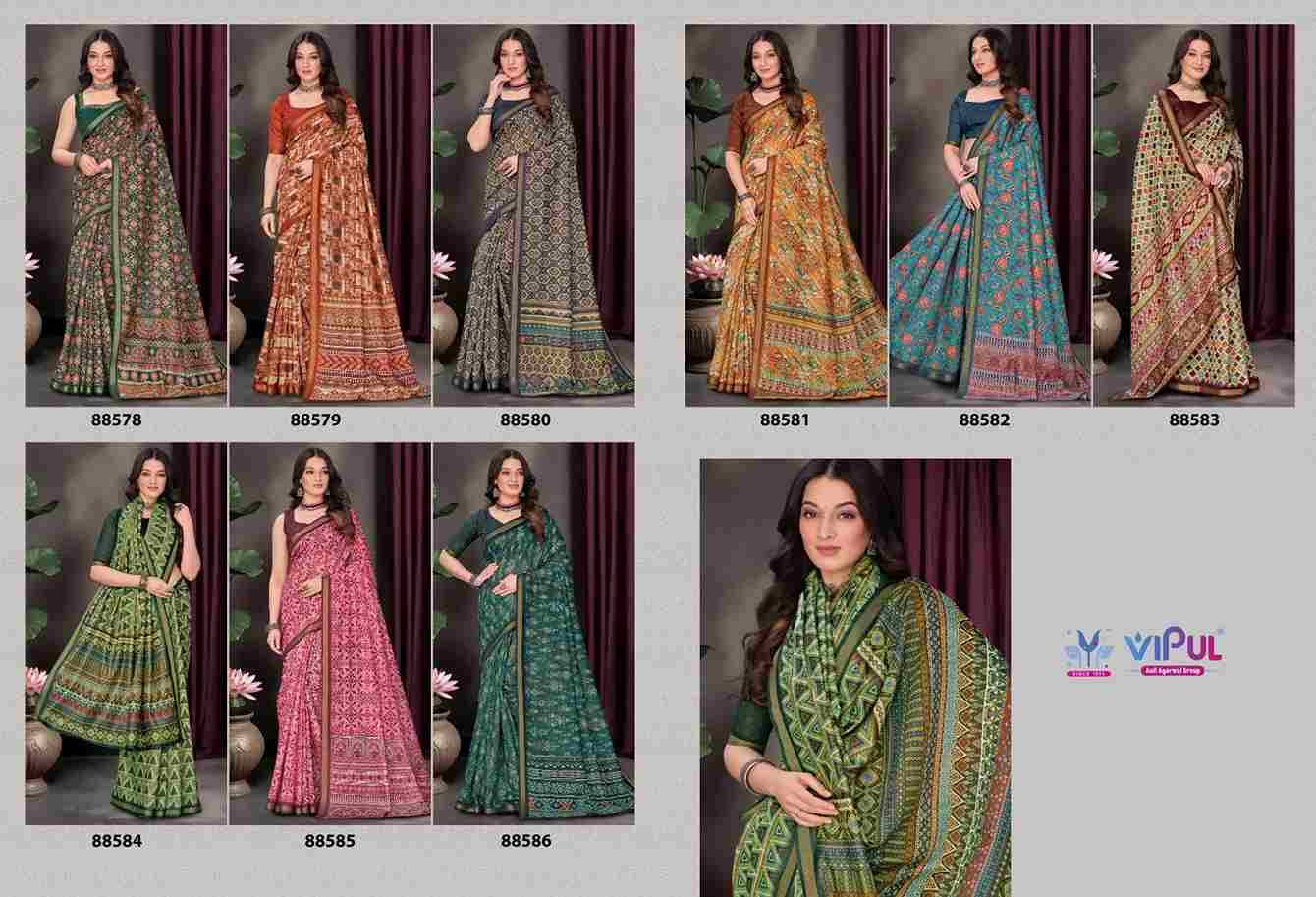 Amrapali Vol-2 By Vipul Fashion 88578 To 88583 Series Indian Traditional Wear Collection Beautiful Stylish Fancy Colorful Party Wear & Occasional Wear Cotton Sarees At Wholesale Price
