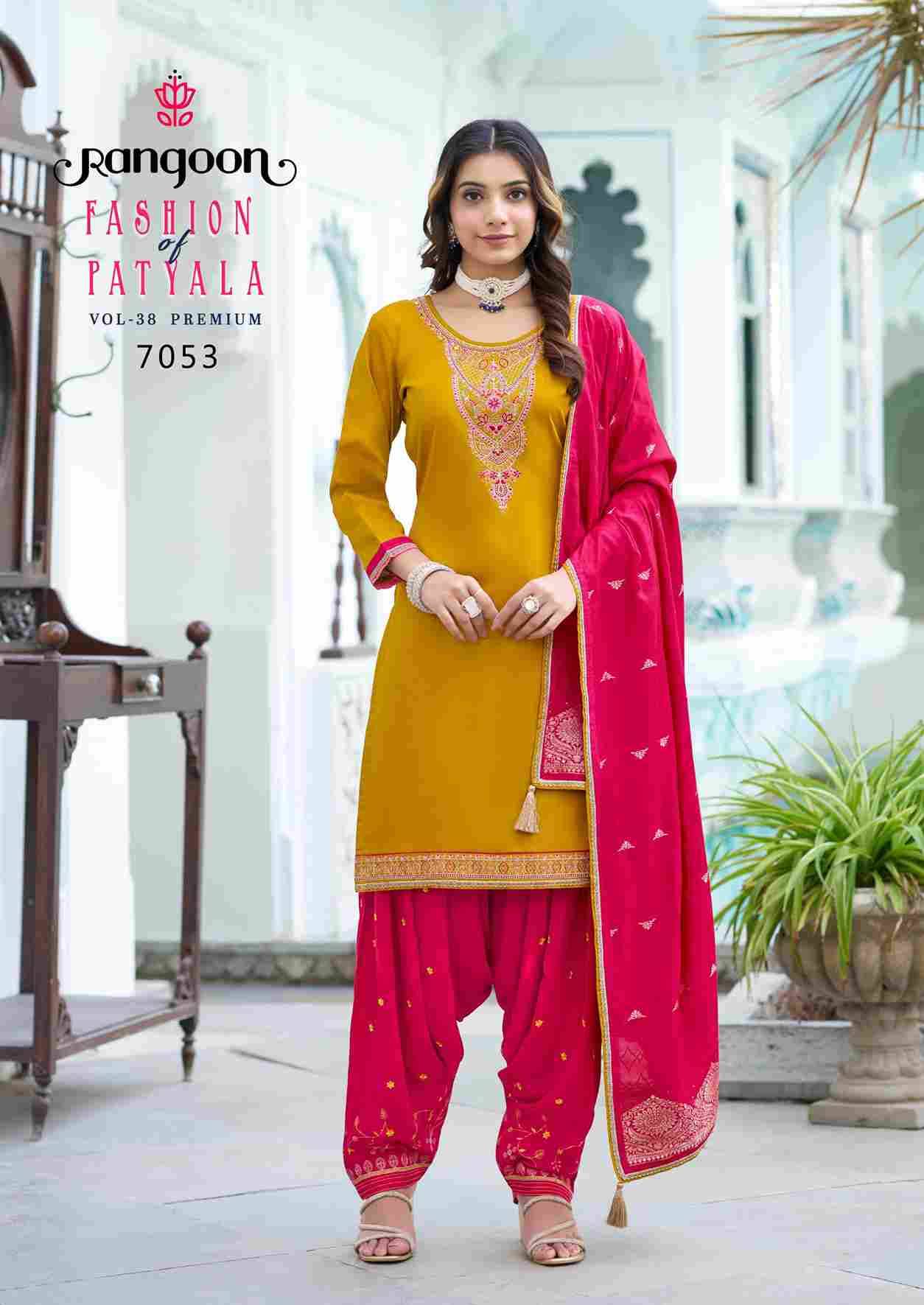 Fashion Of Patiyala Vol-38 By Rangoon 7051 To 7056 Series Festive Suits Beautiful Fancy Colorful Stylish Party Wear & Occasional Wear Jam Silk Dresses At Wholesale Price