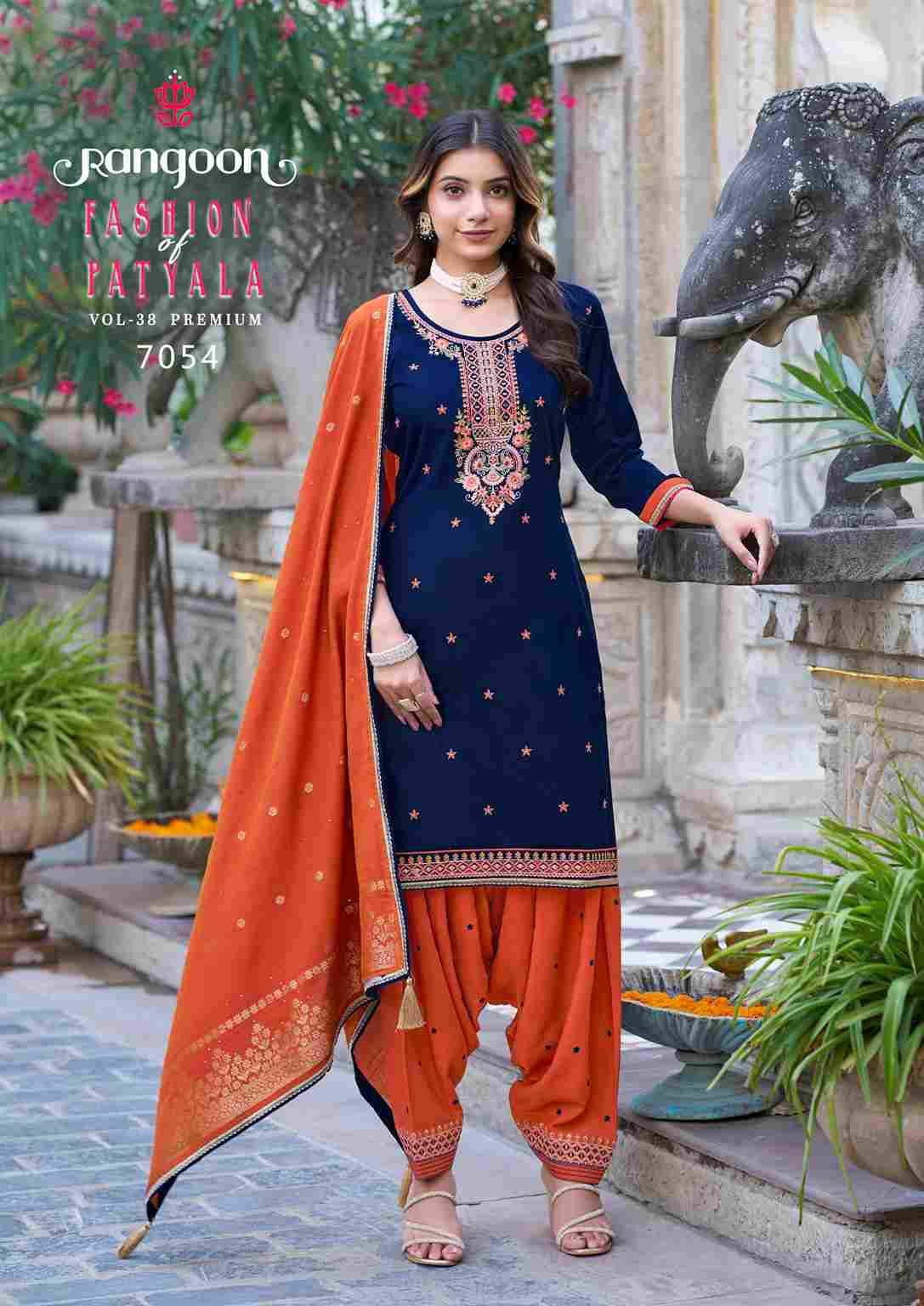Fashion Of Patiyala Vol-38 By Rangoon 7051 To 7056 Series Festive Suits Beautiful Fancy Colorful Stylish Party Wear & Occasional Wear Jam Silk Dresses At Wholesale Price