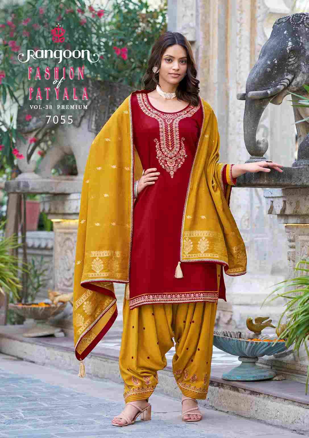 Fashion Of Patiyala Vol-38 By Rangoon 7051 To 7056 Series Festive Suits Beautiful Fancy Colorful Stylish Party Wear & Occasional Wear Jam Silk Dresses At Wholesale Price