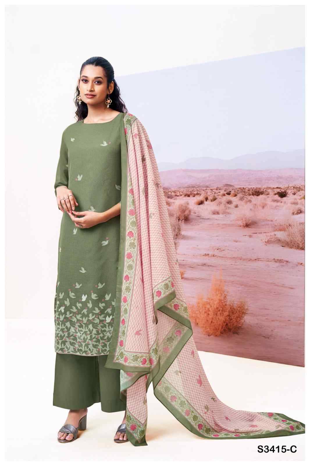 Abeeha-3415 By Ganga Fashion 3415-A To 3415-D Series Beautiful Festive Suits Colorful Stylish Fancy Casual Wear & Ethnic Wear Pure Cotton Dresses At Wholesale Price
