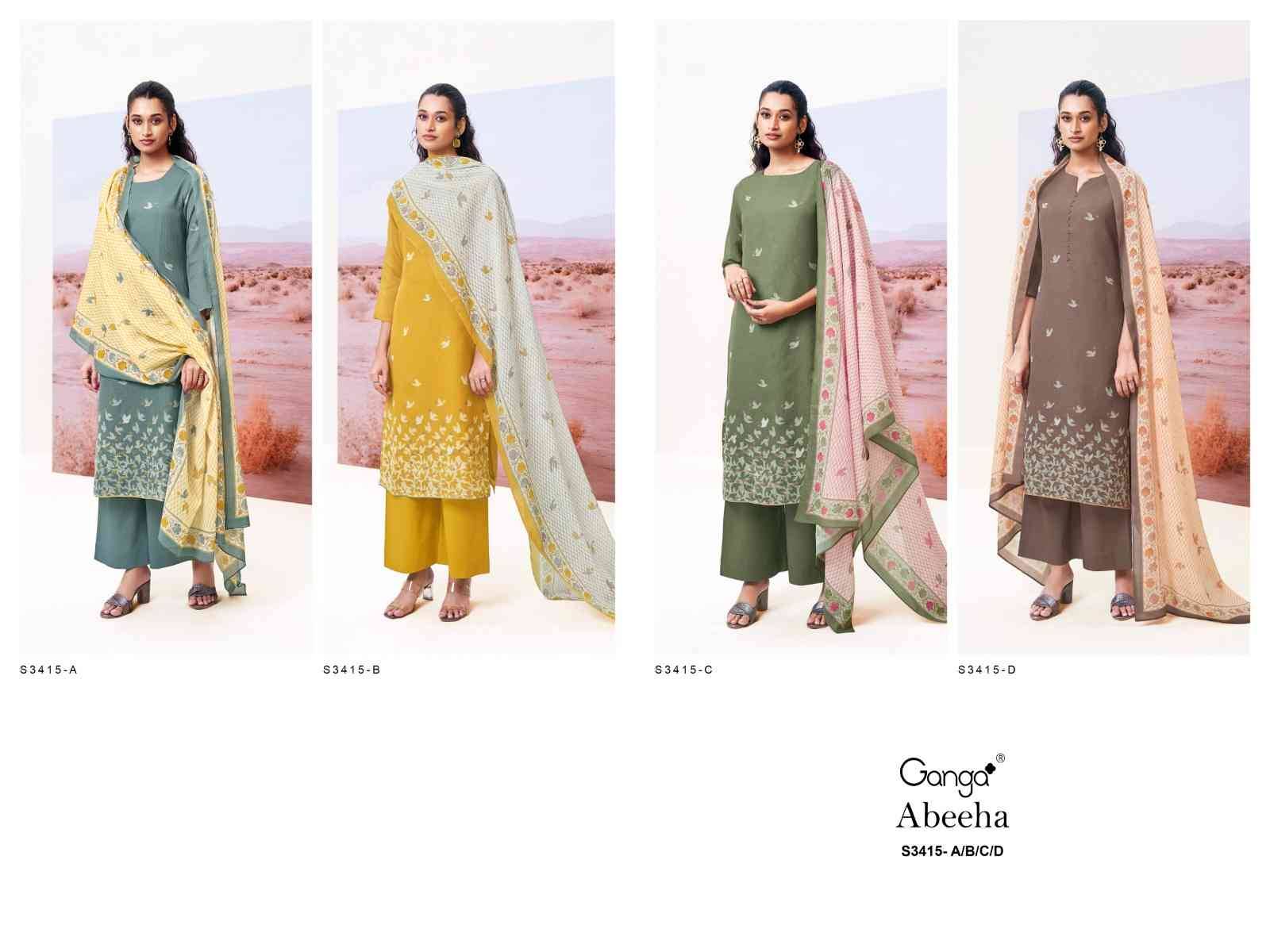Abeeha-3415 By Ganga Fashion 3415-A To 3415-D Series Beautiful Festive Suits Colorful Stylish Fancy Casual Wear & Ethnic Wear Pure Cotton Dresses At Wholesale Price