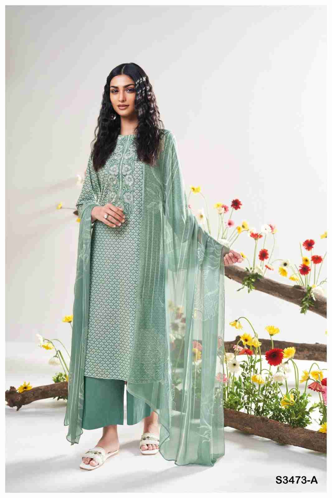 Gurnoor-3473 By Ganga Fashion 3473-A To 3473-D Series Beautiful Festive Suits Colorful Stylish Fancy Casual Wear & Ethnic Wear Pure Cotton Dresses At Wholesale Price