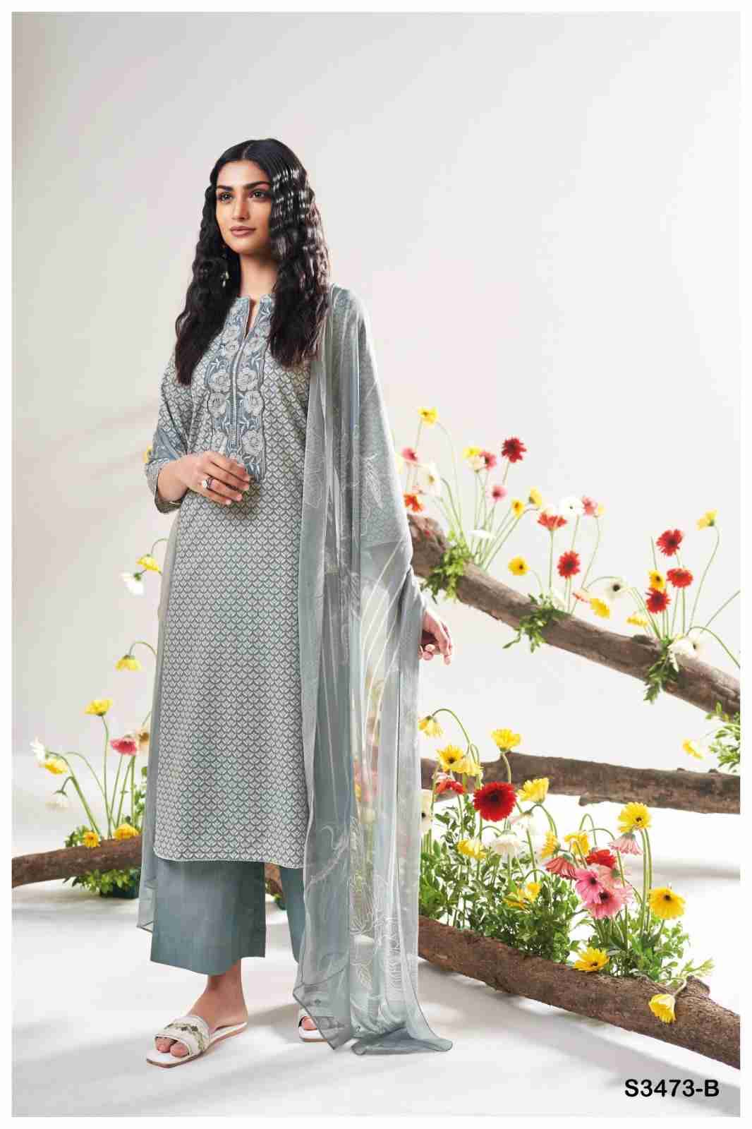 Gurnoor-3473 By Ganga Fashion 3473-A To 3473-D Series Beautiful Festive Suits Colorful Stylish Fancy Casual Wear & Ethnic Wear Pure Cotton Dresses At Wholesale Price
