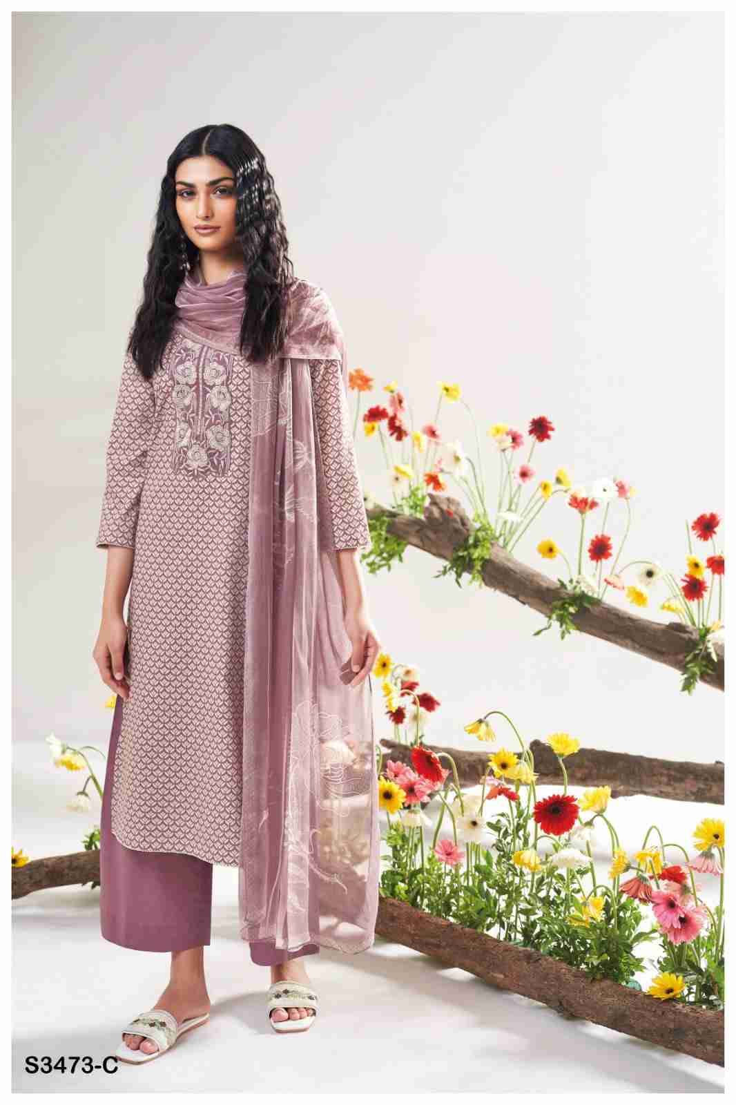 Gurnoor-3473 By Ganga Fashion 3473-A To 3473-D Series Beautiful Festive Suits Colorful Stylish Fancy Casual Wear & Ethnic Wear Pure Cotton Dresses At Wholesale Price