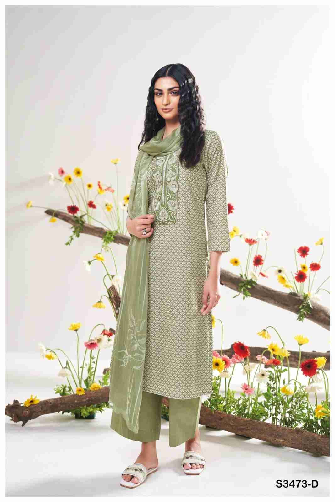 Gurnoor-3473 By Ganga Fashion 3473-A To 3473-D Series Beautiful Festive Suits Colorful Stylish Fancy Casual Wear & Ethnic Wear Pure Cotton Dresses At Wholesale Price