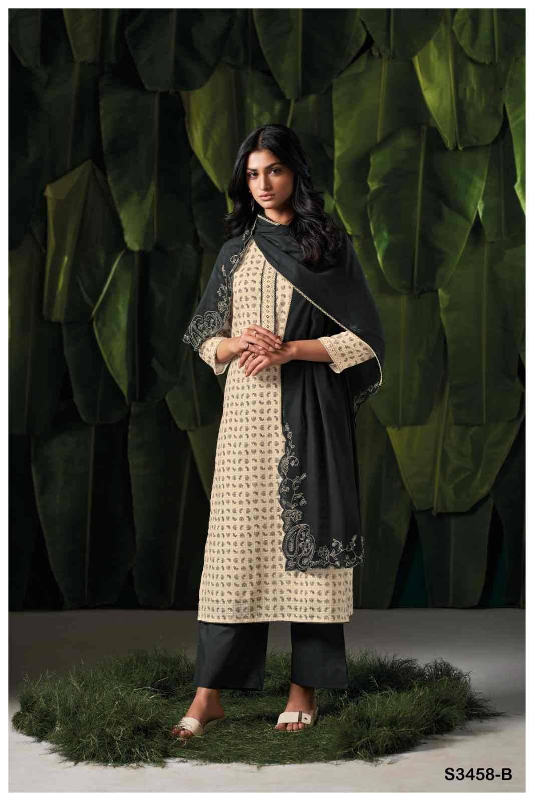 Frieda-3458 By Ganga Fashion 3458-A To 3458-D Series Beautiful Festive Suits Colorful Stylish Fancy Casual Wear & Ethnic Wear Pure Cotton Jacquard Dresses At Wholesale Price