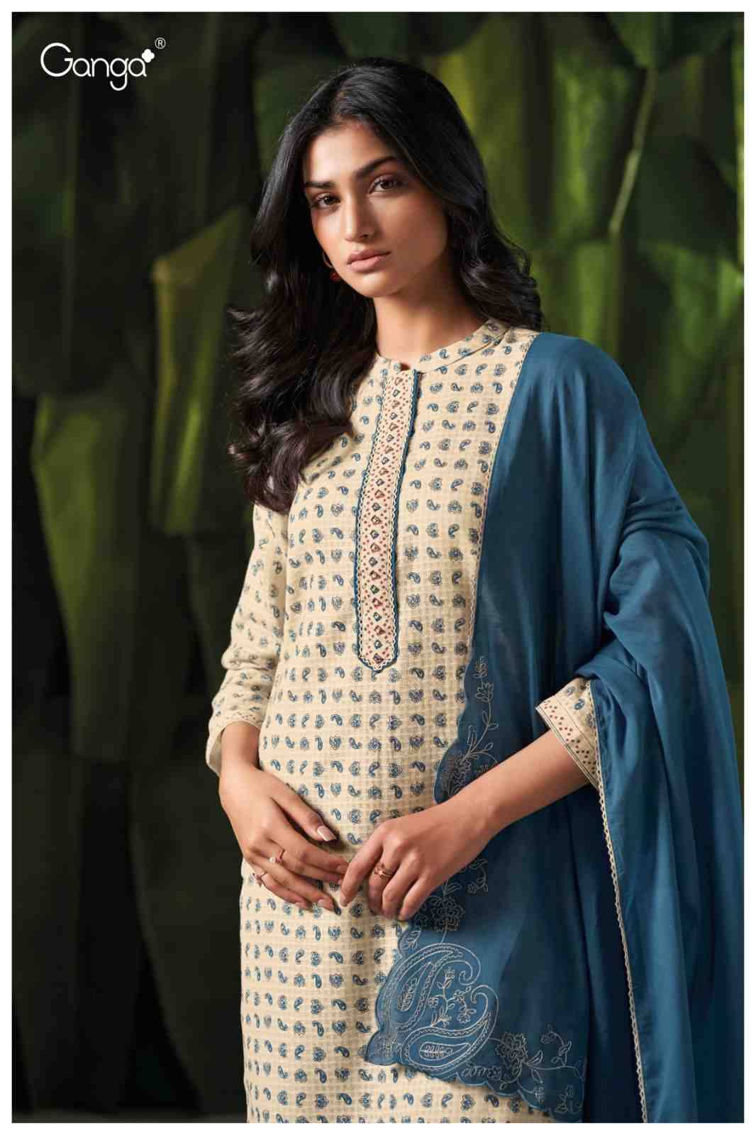 Frieda-3458 By Ganga Fashion 3458-A To 3458-D Series Beautiful Festive Suits Colorful Stylish Fancy Casual Wear & Ethnic Wear Pure Cotton Jacquard Dresses At Wholesale Price