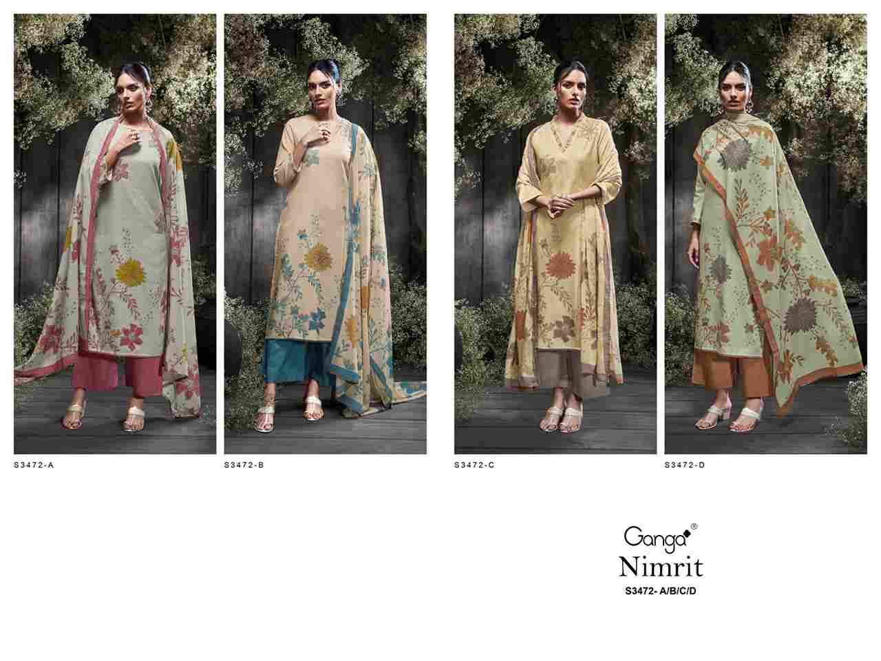 Nimrit-3472 By Ganga Fashion 3472-A To 3472-D Series Beautiful Festive Suits Colorful Stylish Fancy Casual Wear & Ethnic Wear Pure Cotton Dresses At Wholesale Price
