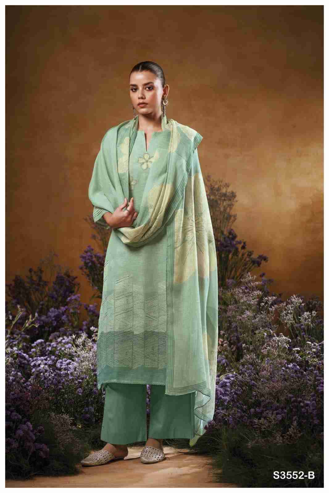 Kaiya-3552 By Ganga Fashion 3552-A To 3552-D Series Beautiful Festive Suits Colorful Stylish Fancy Casual Wear & Ethnic Wear Pure Cotton Linen Dresses At Wholesale Price