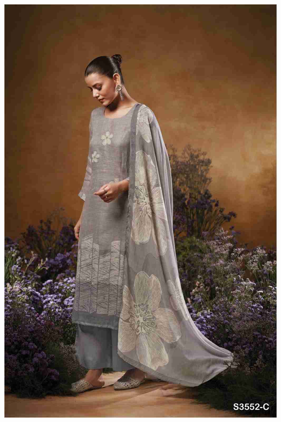 Kaiya-3552 By Ganga Fashion 3552-A To 3552-D Series Beautiful Festive Suits Colorful Stylish Fancy Casual Wear & Ethnic Wear Pure Cotton Linen Dresses At Wholesale Price